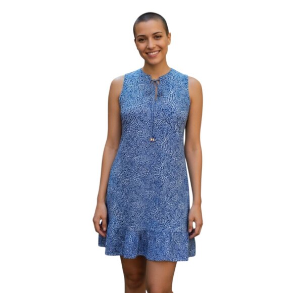 Michael Kors Sleeveless Ruffle Hem Dress NWT Size XS Grecian Blue - Picture 1 of 7